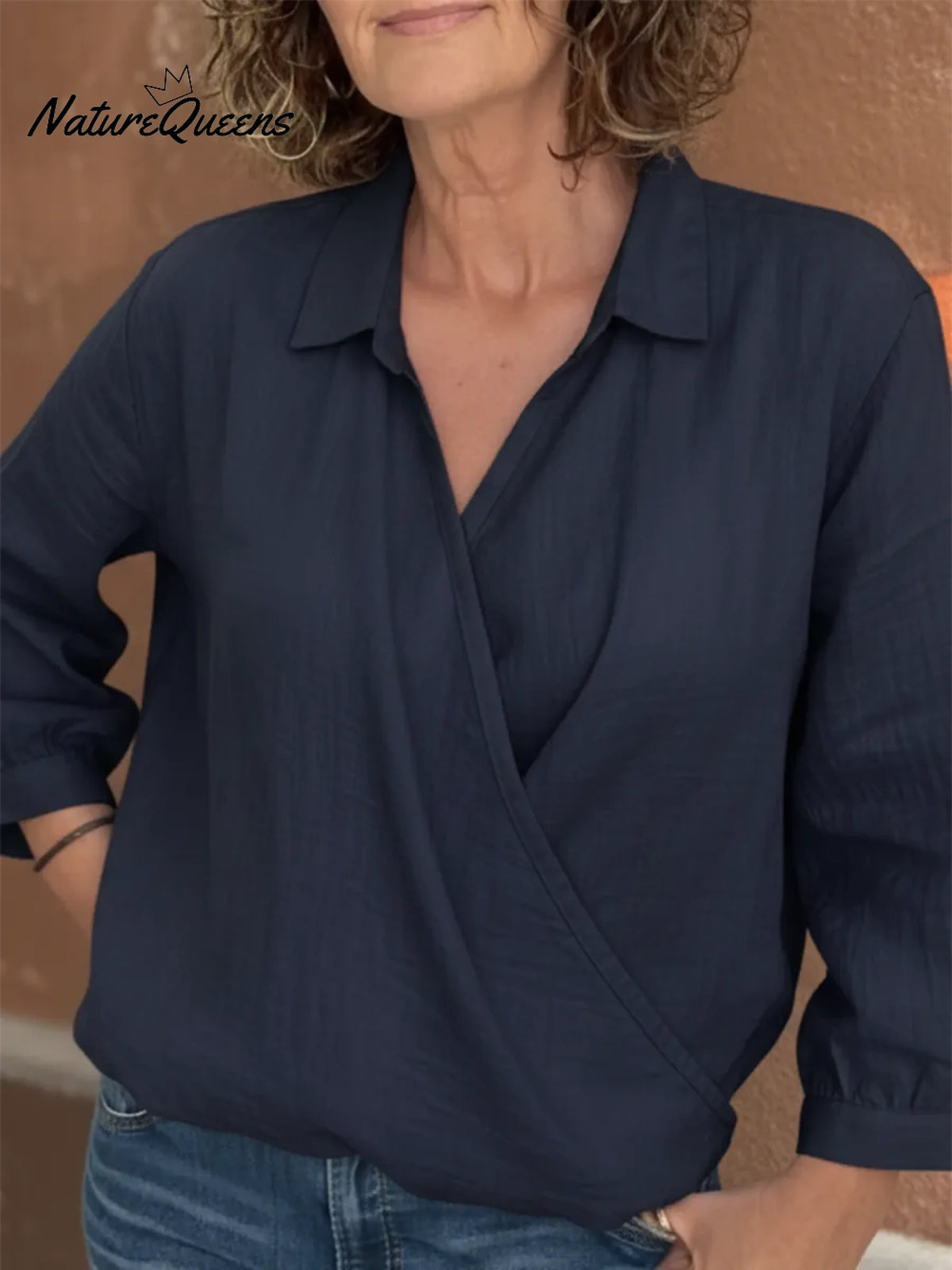 Elegant Collared Linen Shirt Top