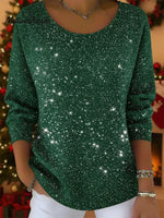 Christmas Round Neck Sparkling Knit Top