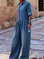 Casual Loose-fitting Denim Jumpsuit