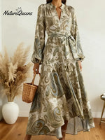 Women's Vintage Paisley Print Cotton Long Dress