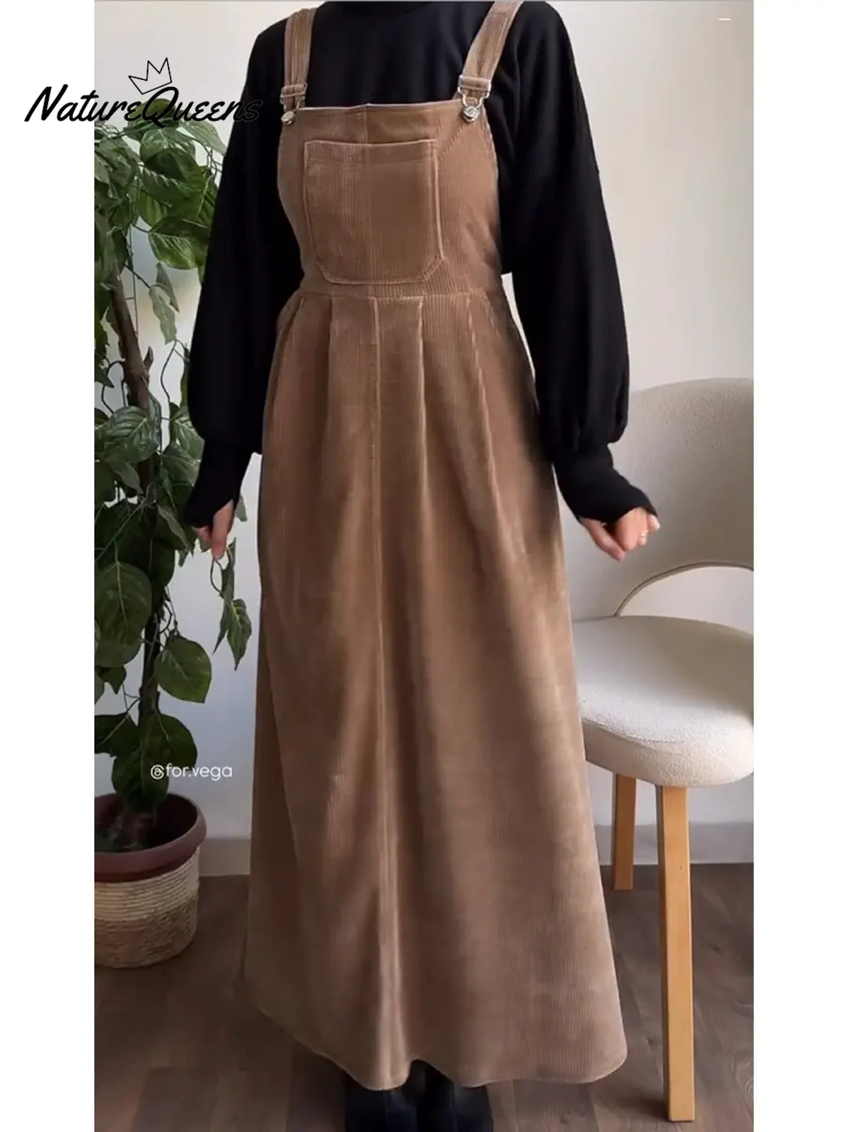 Women's Casual Corduroy Cotton Overall Dress