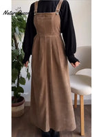 Women's Casual Corduroy Cotton Overall Dress
