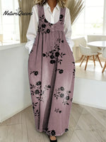 Women's Floral Pattern Art Print Casual Cotton Denim Dress