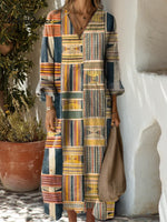 Women's Geometric Pattern Art Print Casual Cotton Dress