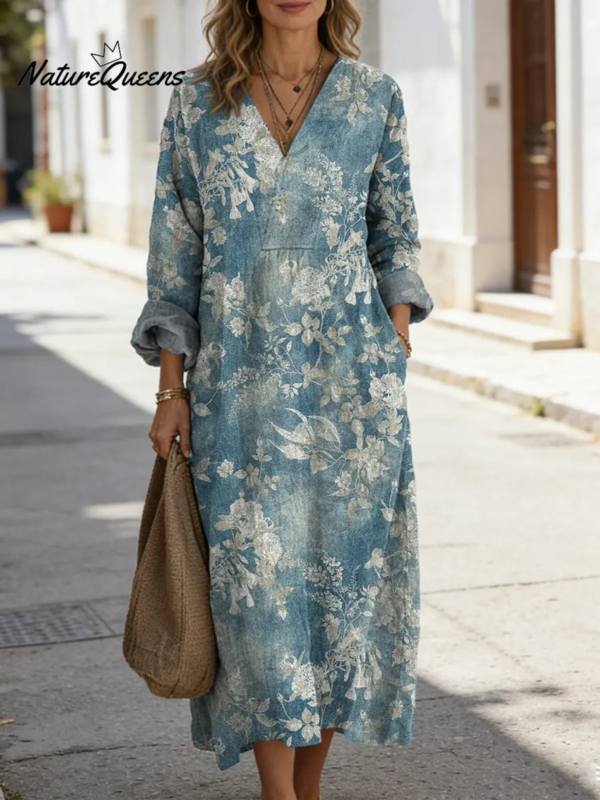 Women's Floral Art Print Casual Cotton Dress