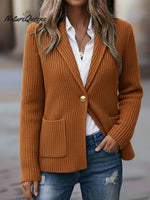 Women's Casual Metal Button Knit Cardigan Jacket