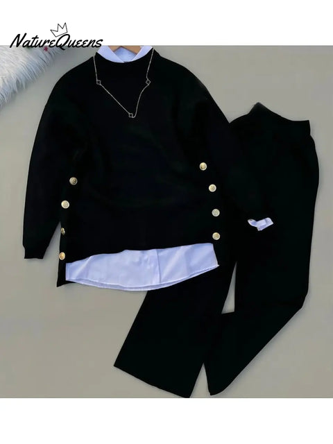 Women's Comfortable Pullover Sweater And Pants Two-piece Set