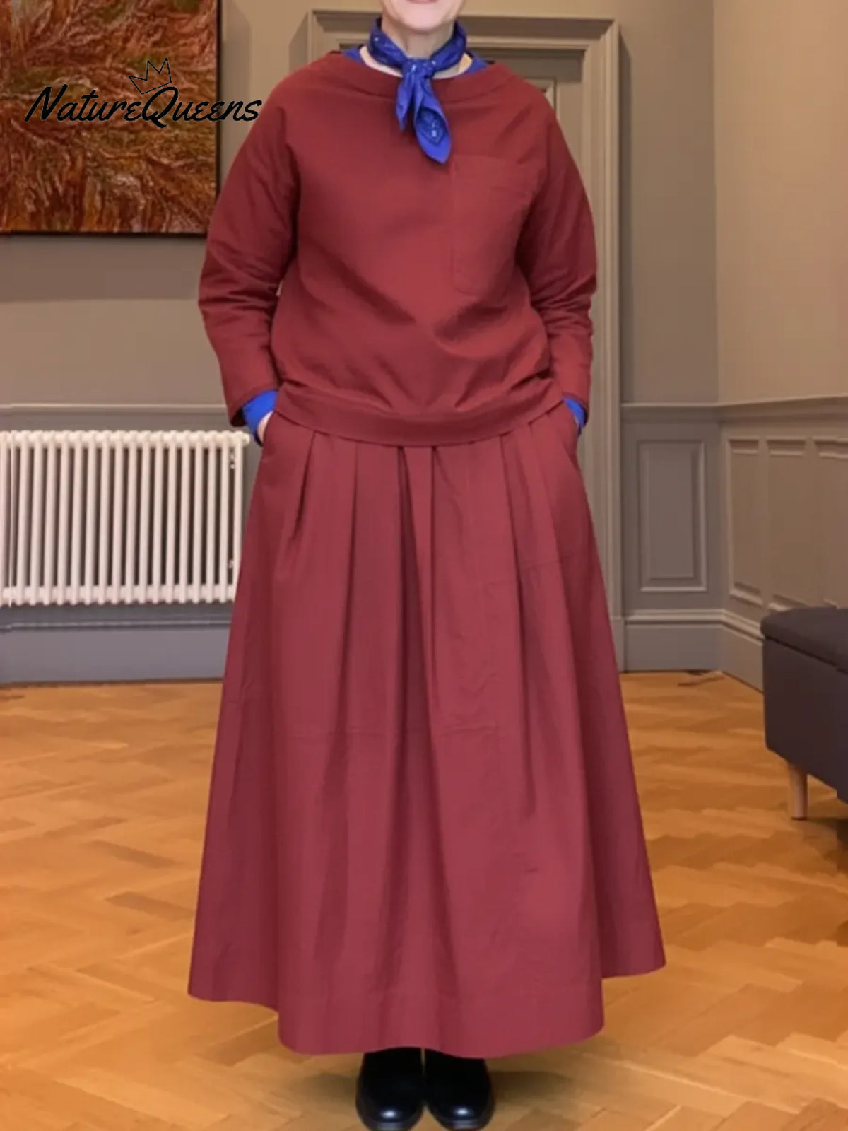 Women's Casual 100% Cotton Top And Skirt Two-piece Set