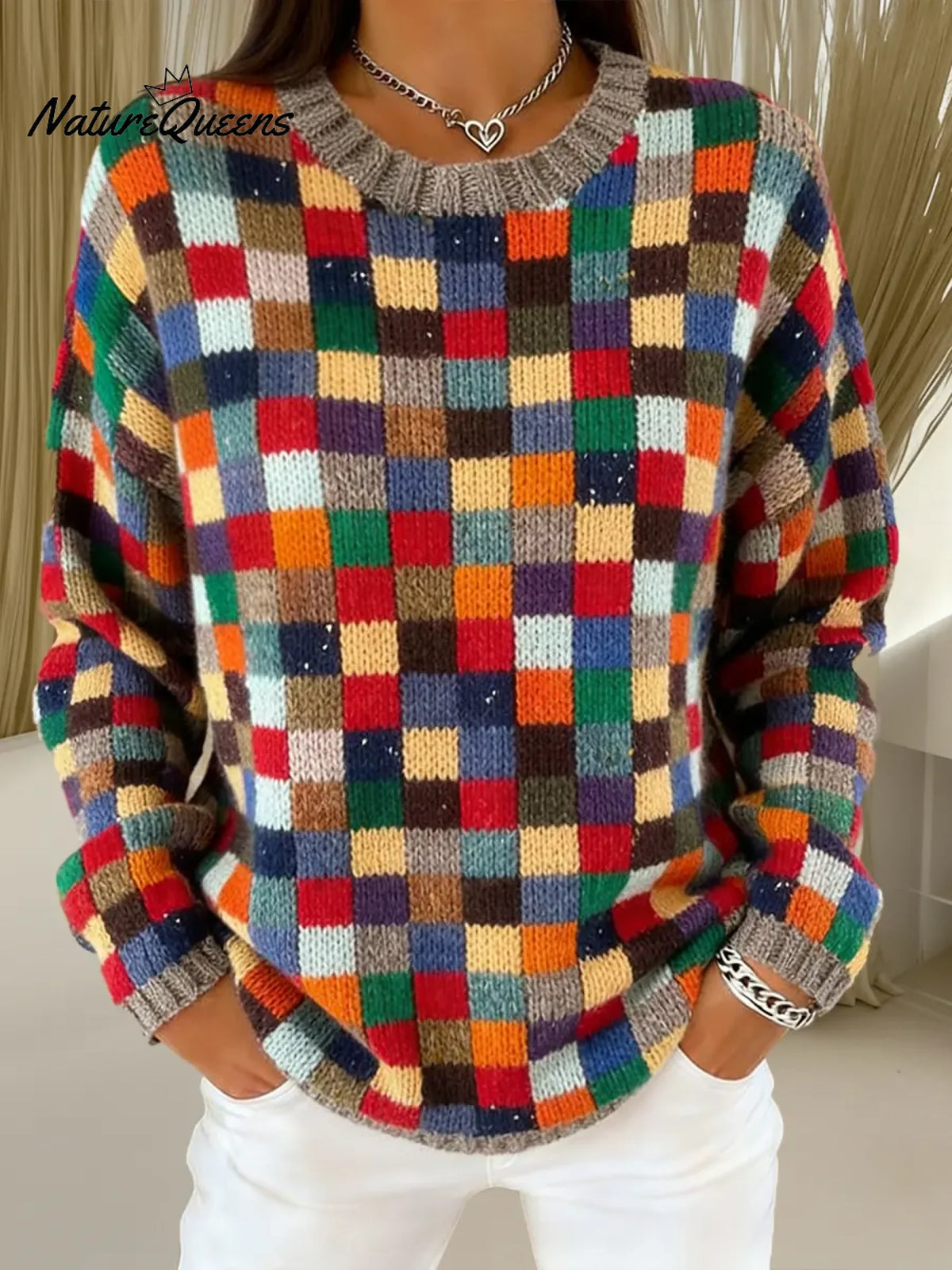 Retro Plaid Unisex Pullover Sweater