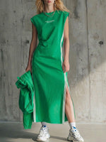 Women's Round Neck Sleeveless Loose-fitting Casual Cotton Dress