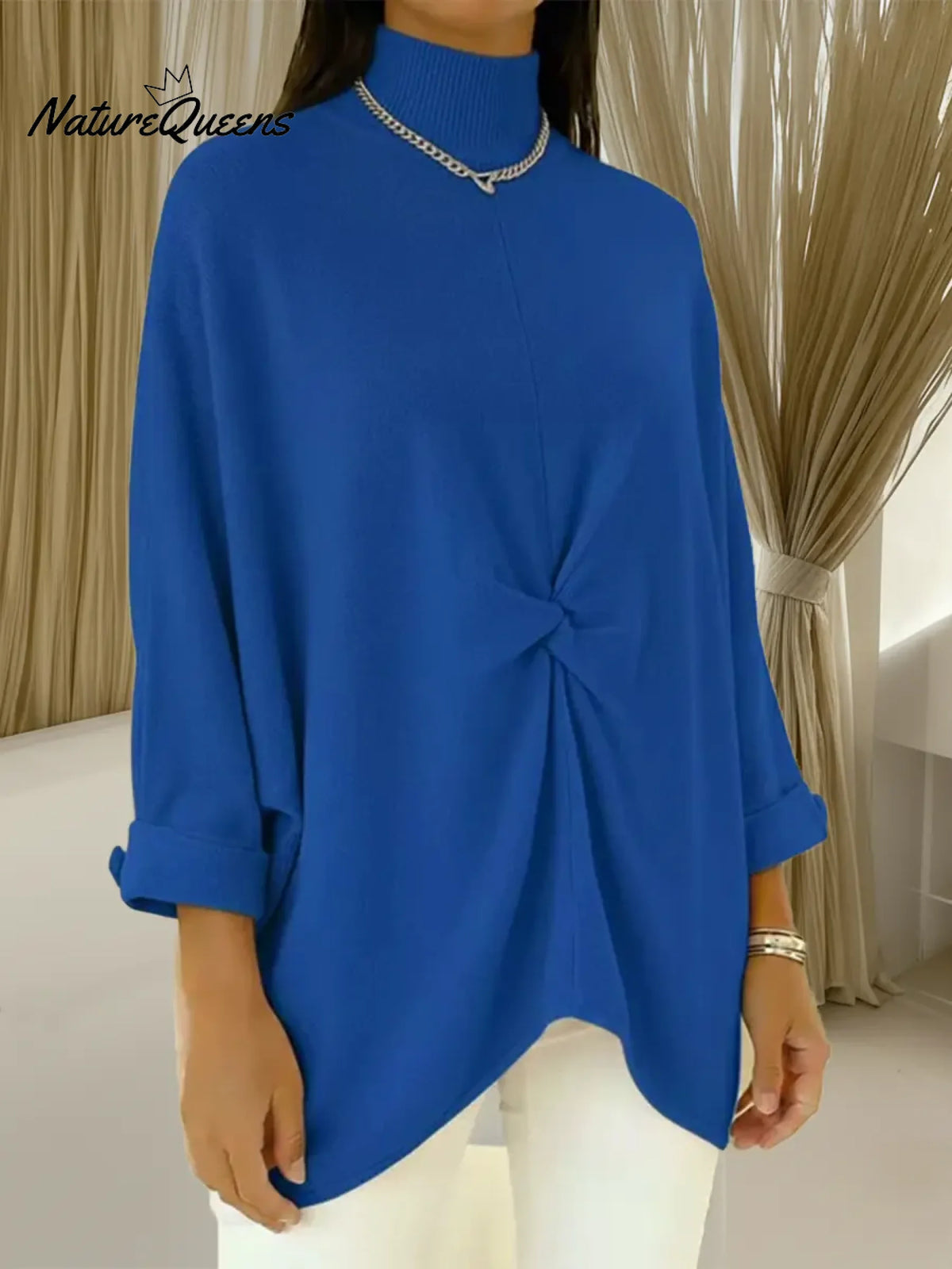 Women's Cozy Loose Asymmetrical Hem Pullover Sweater