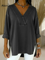Women's Casual Washed Denim Cotton Top