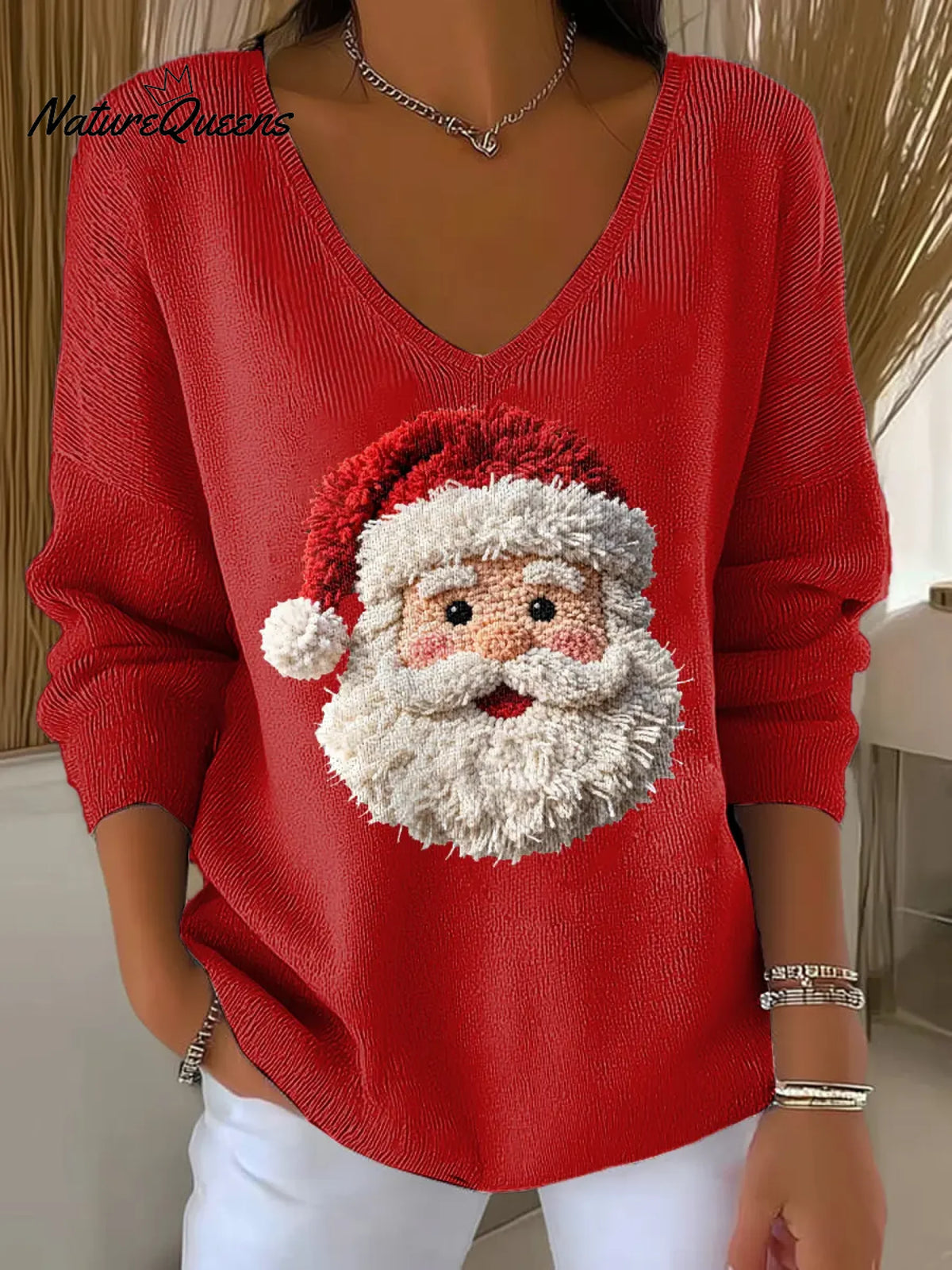 Women's 3d Santa Claus Christmas Casual Pullover Sweater