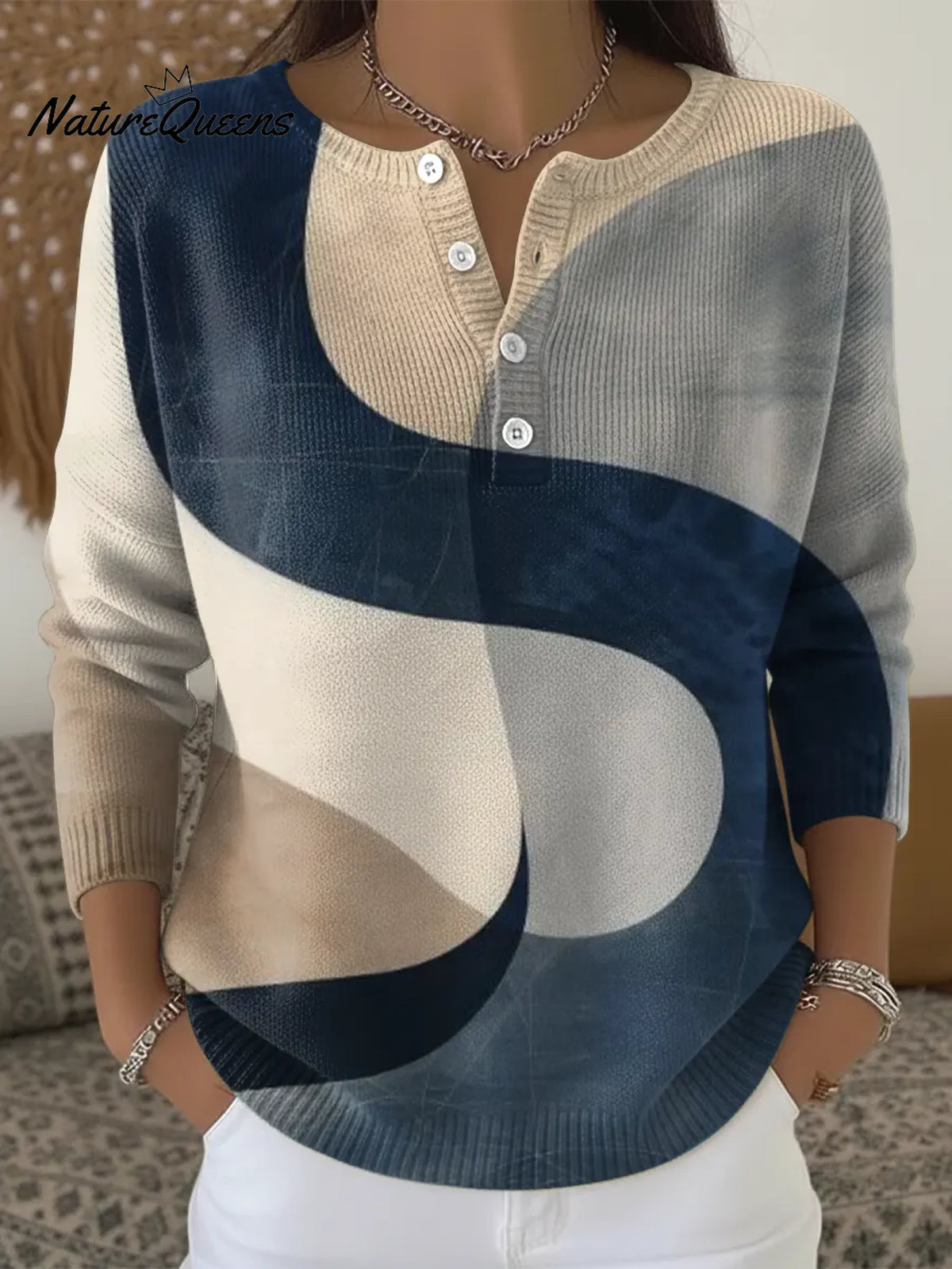 Women's Abstract Geometric Art Casual Sweater