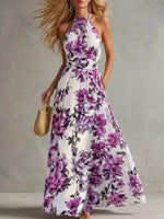Vestido sin mangas de talle alto con estampado para mujer
