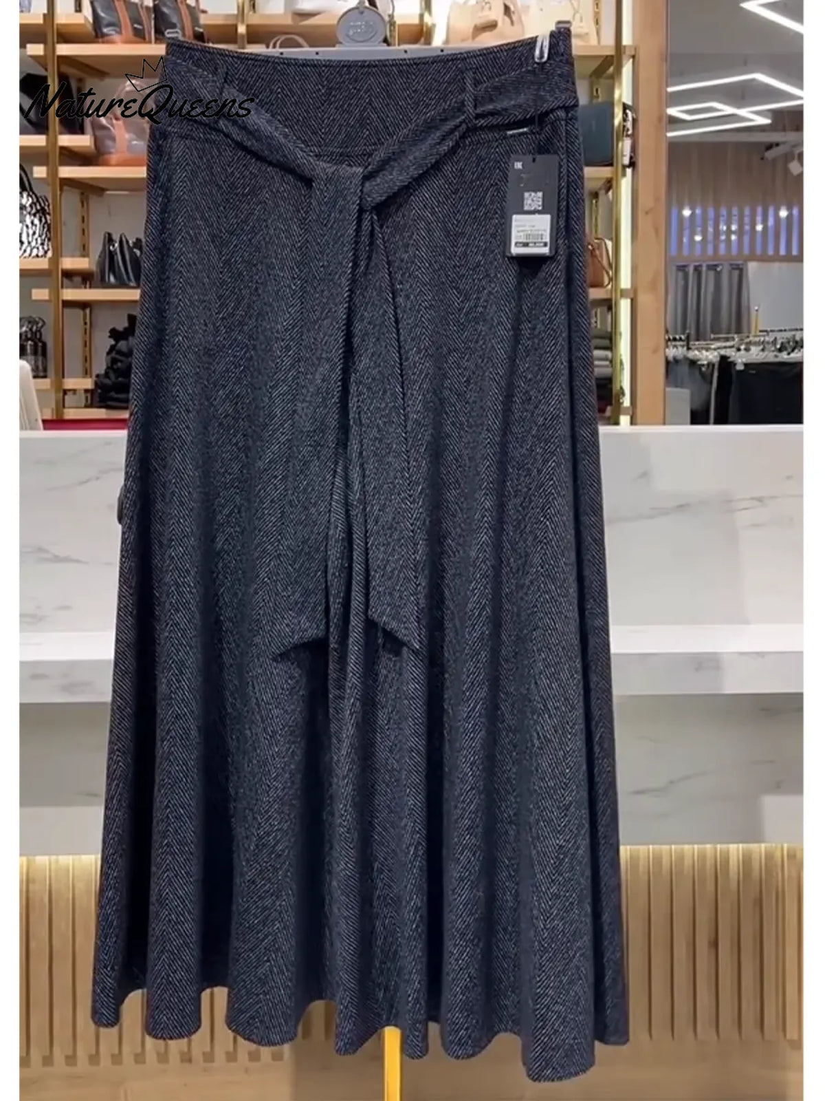 Women's Cozy Patterned Wide-leg Trousers With Tie Waist