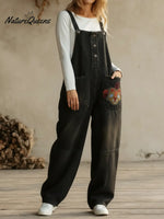 Women's Vintage Casual Embroidered Cotton Jumpsuit