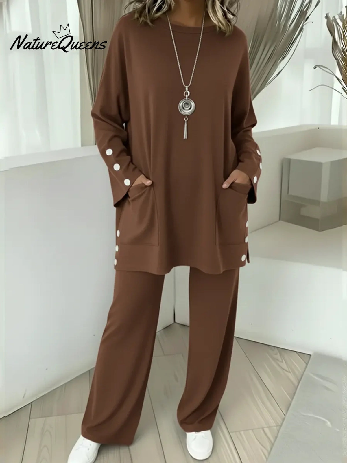 Women's Comfortable Stretch Cotton Top And Pants Two-piece Set