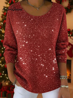 Christmas Round Neck Sparkling Knit Top