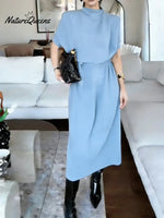 Women's Solid Color Stand Collar Short Sleeve Casual Loose Knit Dress