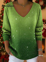 Starry Sky Shiny V-neck Loose Sweater Top