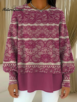 Women's Floral Pattern Art Print Casual Knitted Sweater