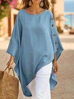 Elegant Flowing Irregular-hem Satin Blouse Top