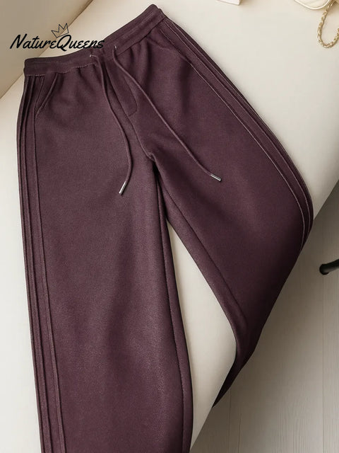 Women's Solid Color Elastic Waist Casual Wide-leg Pants