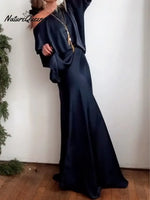 Women's Loose Satin Top And Skirt Two-piece Set