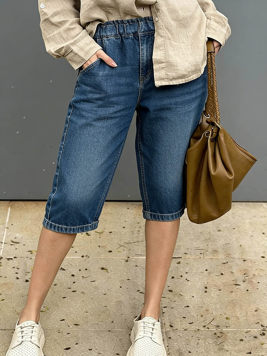 Women's High-waisted Casual Loose Denim Shorts