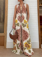 Women's Bohemian Symmetrical Print Casual Jumpsuit