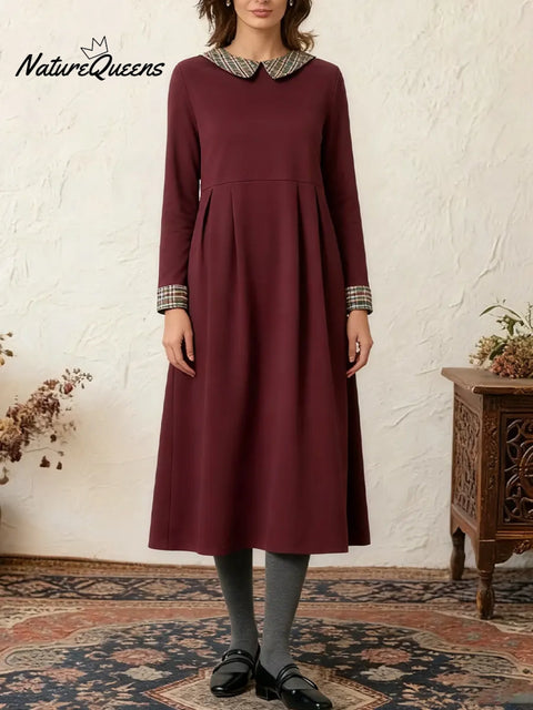 Women's Comfortable Patchwork Plaid Cotton Dress