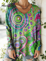 Women's Lovely Floral Flowers Pattern Art Print V-neck Casual Cotton T-shirt