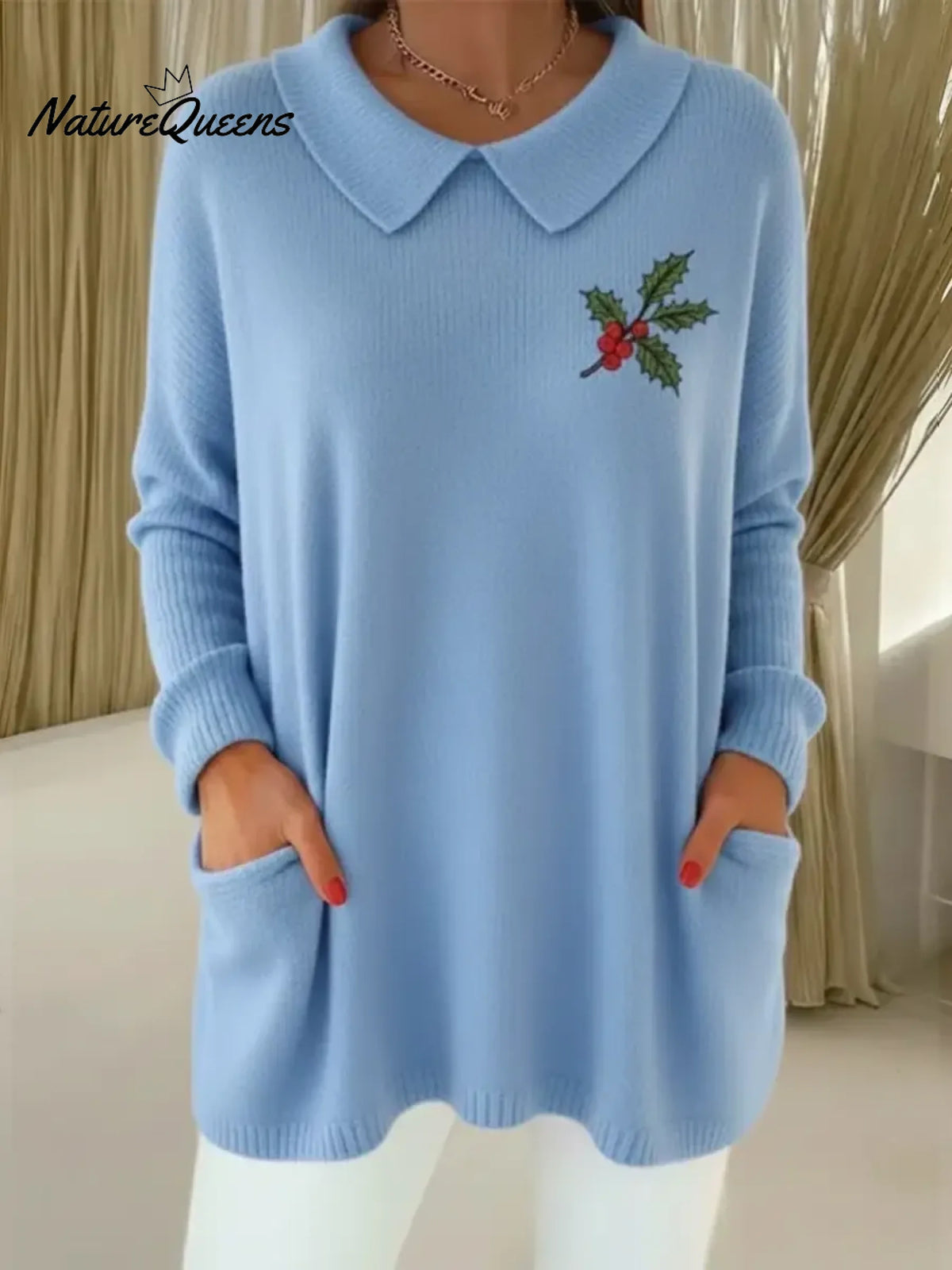 Women's Cozy Christmas Peter Pan Collar Sweater