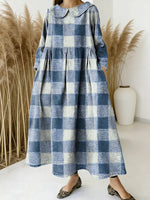 Women Plaid Pattern Art Print Casual Denim Dress