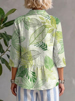 Women's Leaves Print Lace Casual Shirt