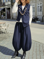 Women's Casual Asymmetrical Hem Vest And Pants Two-piece Set