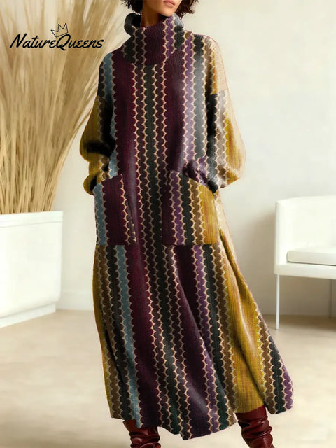 Women's Geometry Pattern Art Print Casual Cotton Knitted Dress