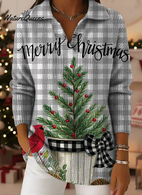 Women's Merry  Christmas  Art Print Casual Sweater