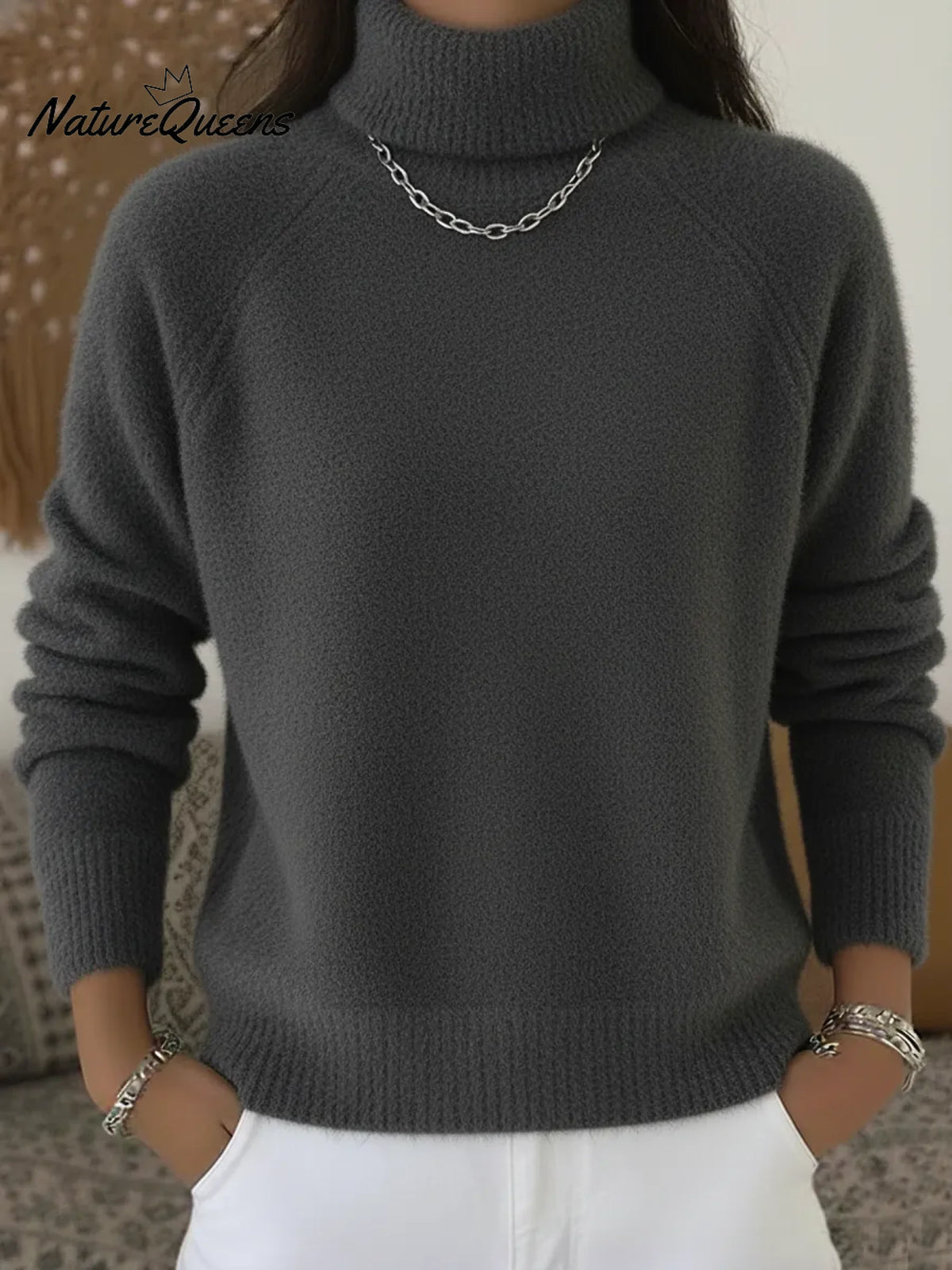 Cozy Casual Solid Color Turtleneck Sweater Top