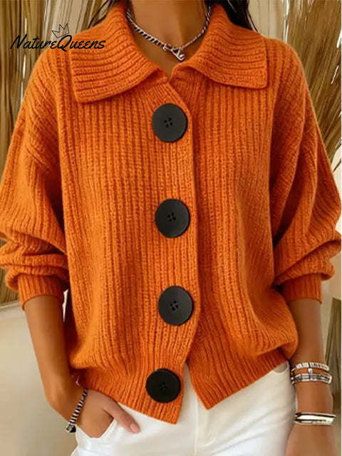 Women's Comfortable Loose Casual Button Cardigan Sweater