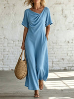 Women's Irregular-collar Chic & Casual Short-sleeve Dress