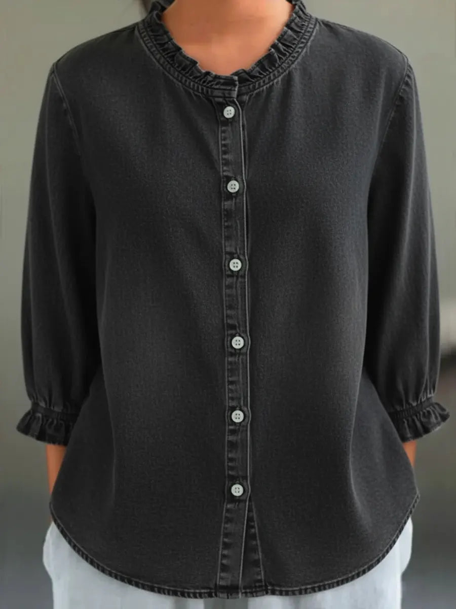 Women's Casual Washed Denim Cotton Shirt
