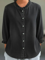 Women's Casual Washed Denim Cotton Shirt