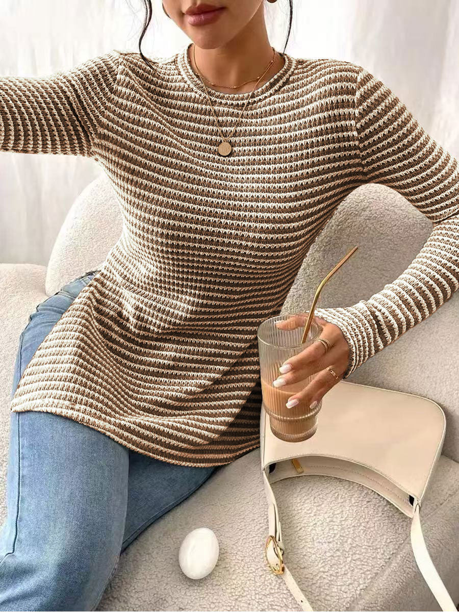 Women's Round Neck Split-Sleeve Casual T-Shirt