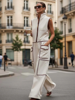 Casual Loose-fitting Color-blocked Workwear Jumpsuit