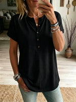 Women's Button Casual Short-sleeve T-shirt