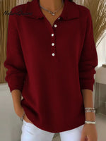 Women's Solid Color Peter Pan Collar Long Sleeve Casual Loose Knit Sweater