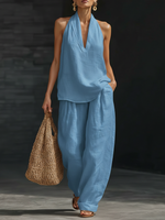 Casual And Cozy Minimalist Linen Two-piece Set