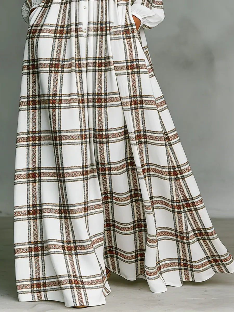 Women's Plaid Art Elegant Romantic Casual Vacation Maxi Dress